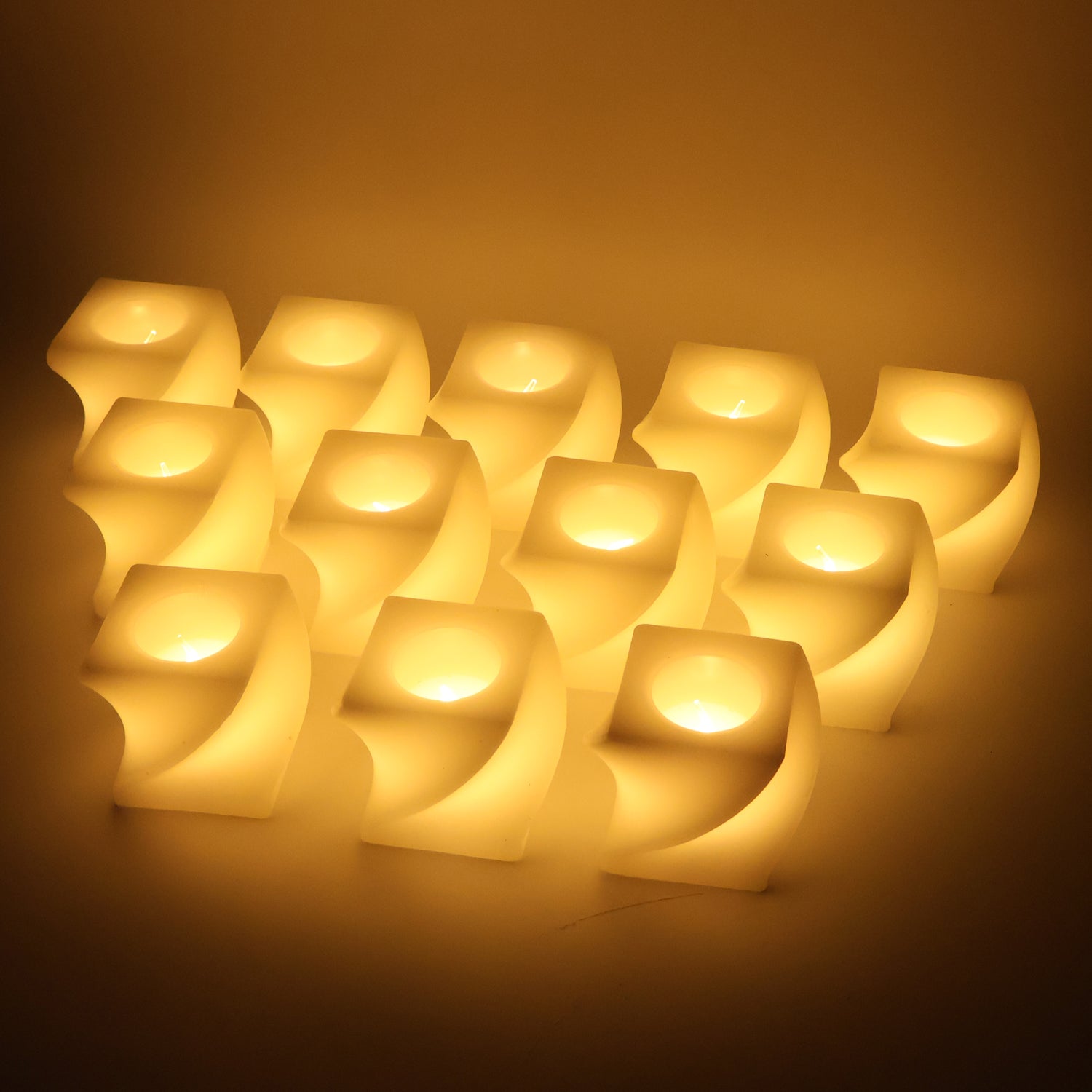 Set of 12 LED Flameless Decorative Candles – Square Shape Tealight Lamps Set of 12 LED Flameless Decorative Candles – Square Shape Tealight Lamps